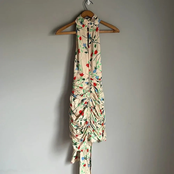 C/MEO COLLECTIVE Sectional Sleeveless Halter Shirred Mini Dress - Picture 3 of 13